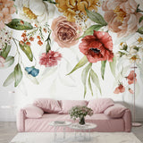 Soft Peony Flowers Peel and Stick Wall Mural - FL007