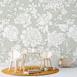 White Flowers Peel and Stick Wall Mural - FL015