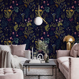 Dark Floral Peel and Stick Wall Mural - FL036