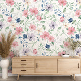 Watercolor Floral Peel and Stick Wall Mural - FL038
