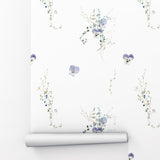 Purple Minimal Flower Peel and Stick Wallpaper - FL1004
