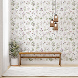 Purple Floral Peel and Stick Wallpaper - FL1014