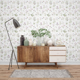 Purple Floral Peel and Stick Wallpaper - FL1014