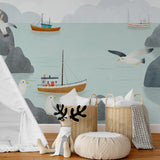 Ship and Lighthouse Peel and Stick Wall Mural