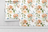 Peach Pink Rose Flower Peel and Stick Wallpaper - NB10328