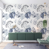 Sea Watercolor Coral Seaweed Navy Blue Peel and Stick Wallpaper
