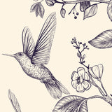 Hummingbirds and Flower Chinoiserie Peel and Stick Wallpaper - CH001