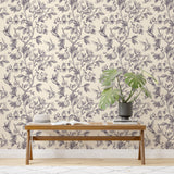 Hummingbirds and Flower Chinoiserie Peel and Stick Wallpaper - CH001