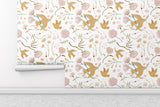 Boho Garden with Birds Flowers Peel and Stick Wallpaper