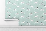 Cute Funny White Spotted Dogs Peel and Stick Wallpaper