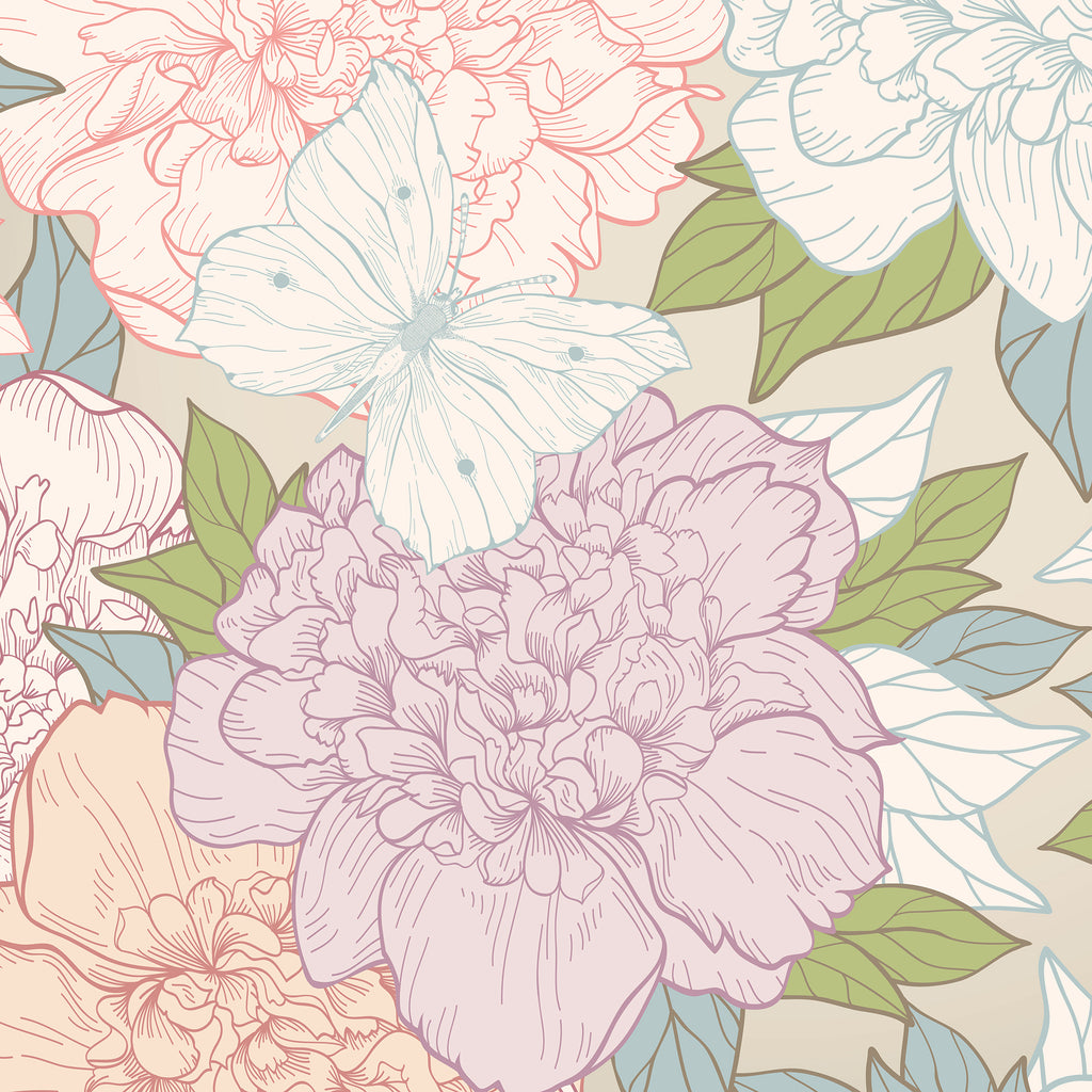 Peony Flower Peel and Stick Wallpaper - FL001