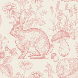 Pink Rabbit Peel and Stick Wall Mural - AN002