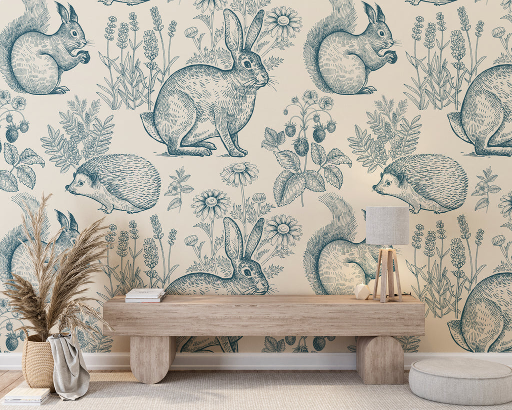 Green Rabbit Peel and Stick Wall Mural - AN003