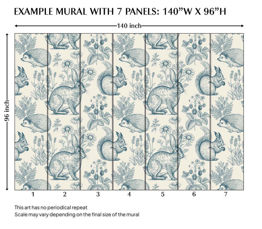 Green Rabbit Peel and Stick Wall Mural - AN003
