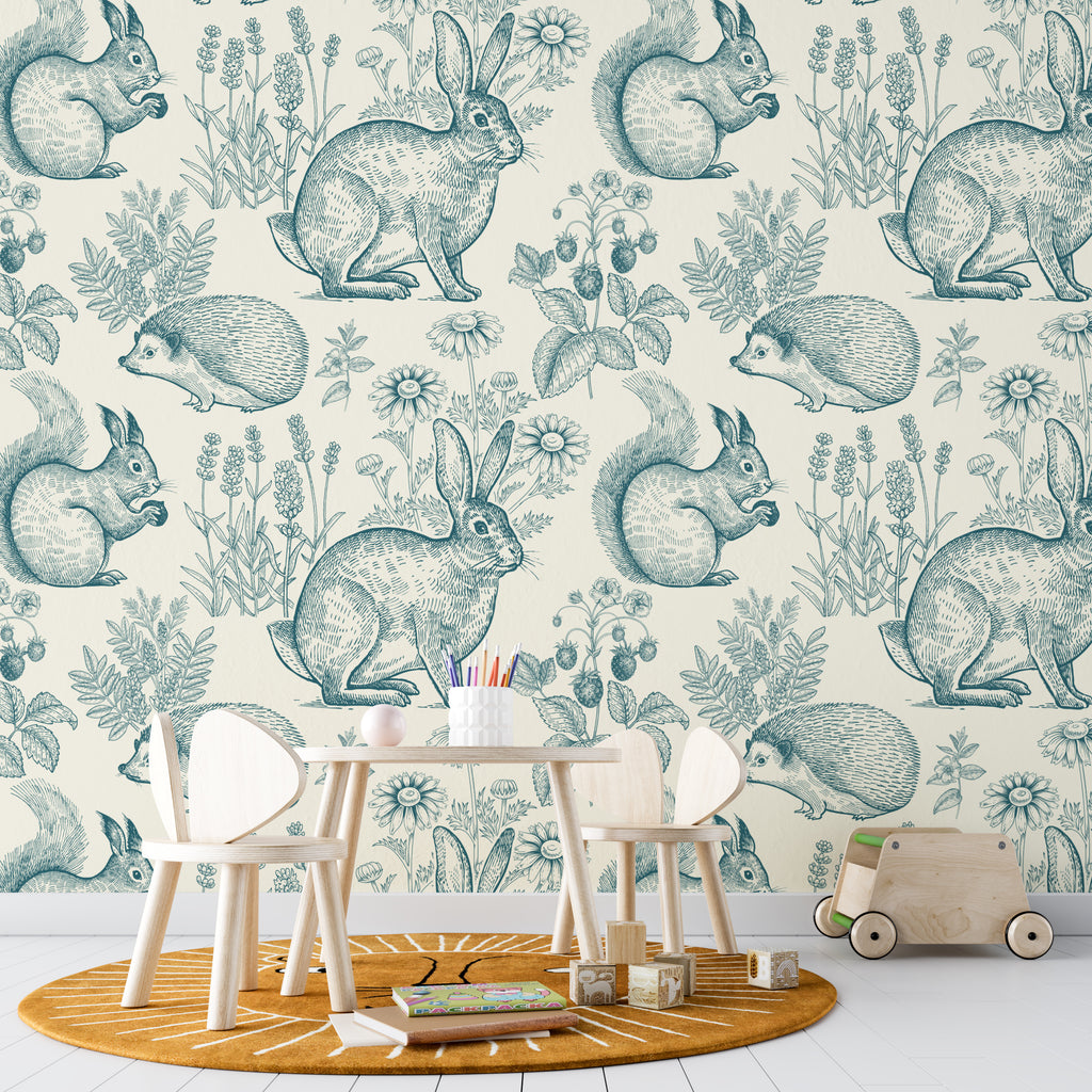 Green Rabbit Peel and Stick Wall Mural - AN003