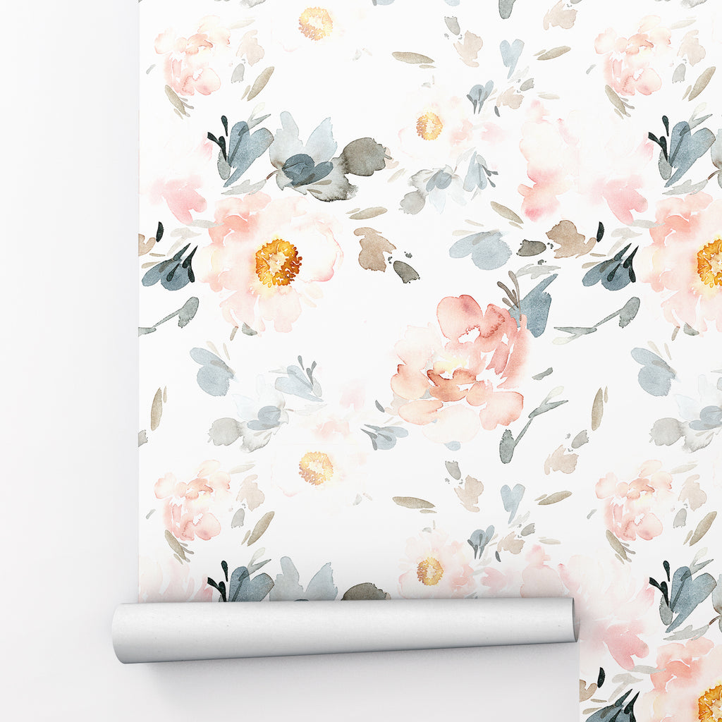Watercolor Floral Peel and Stick Wallpaper - FL004