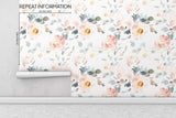 Watercolor Floral Peel and Stick Wallpaper - FL004