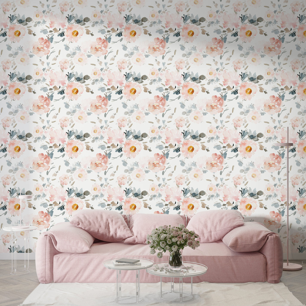 Watercolor Floral Peel and Stick Wallpaper - FL004