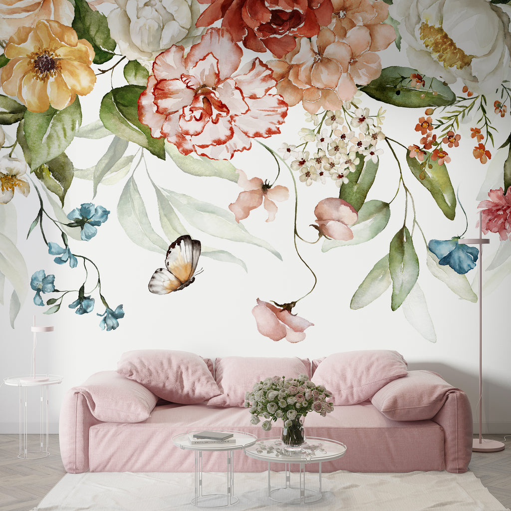 Watercolor Floral Blossom Peel and Stick Wall Mural - FL006