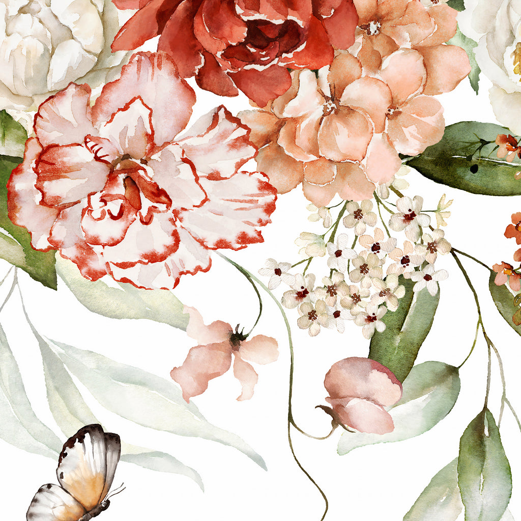Watercolor Floral Blossom Peel and Stick Wall Mural - FL006