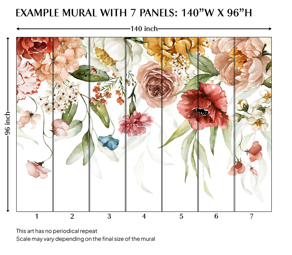 Soft Peony Flowers Peel and Stick Wall Mural - FL007