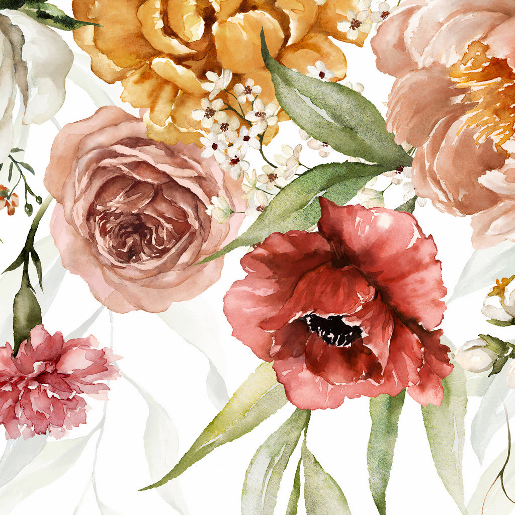 Soft Peony Flowers Peel and Stick Wall Mural - FL007