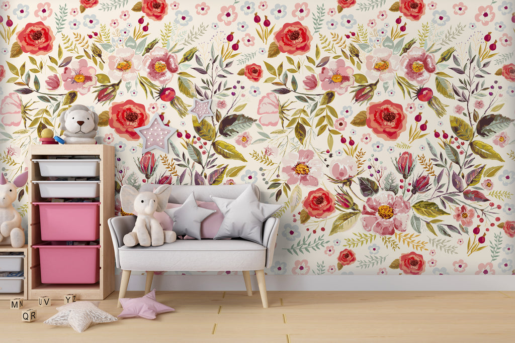 Rose Flower Garden Peel and Stick Wall Mural - FL008