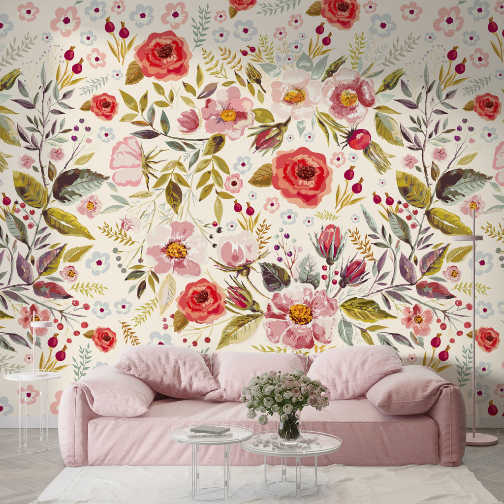 Rose Flower Garden Peel and Stick Wall Mural - FL008