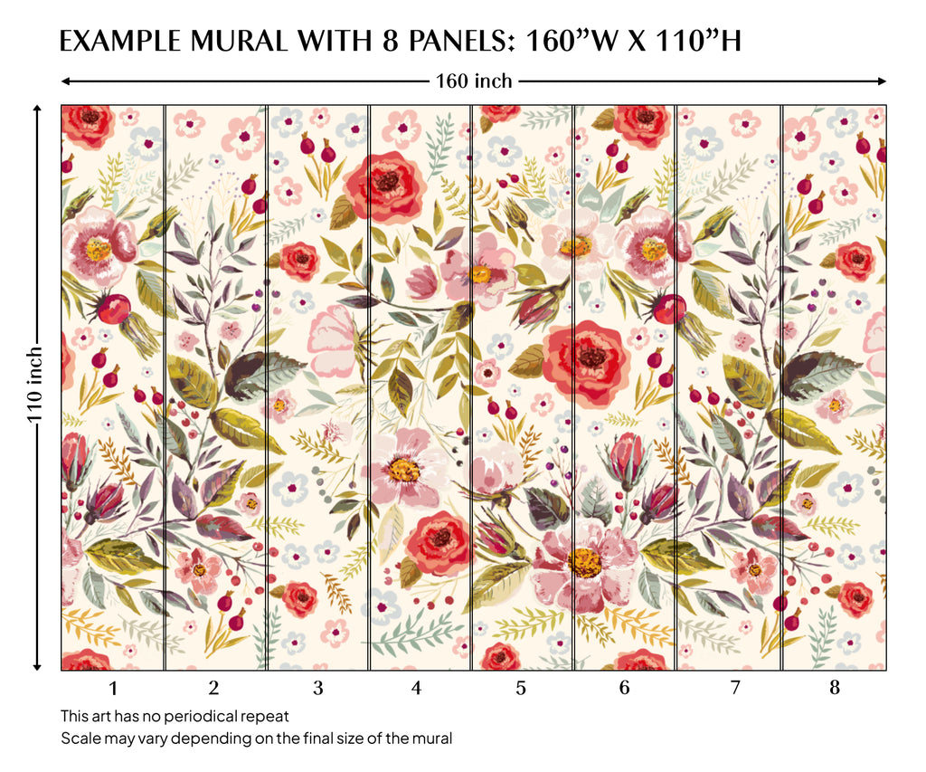 Rose Flower Garden Peel and Stick Wall Mural - FL008
