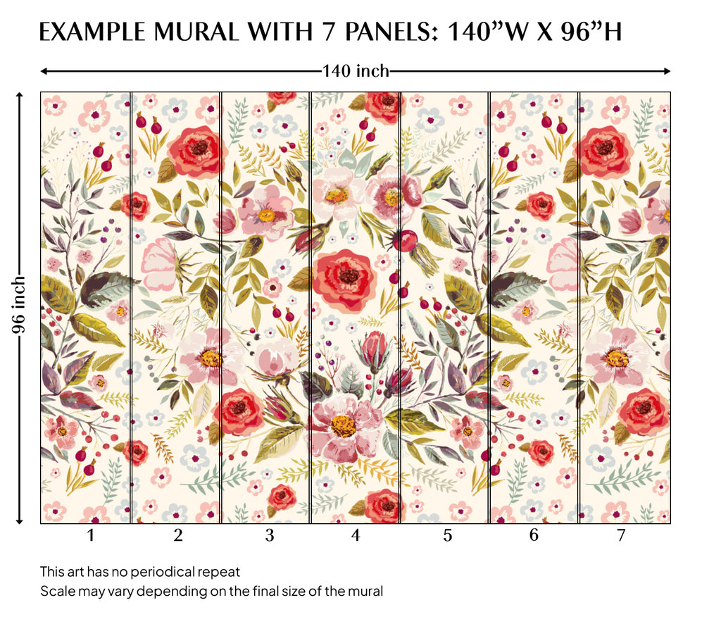 Rose Flower Garden Peel and Stick Wall Mural - FL008