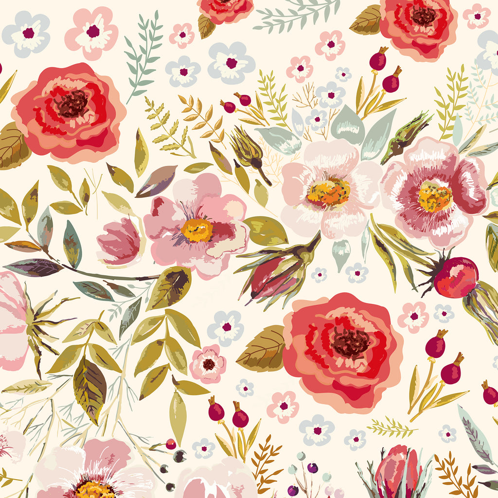 Rose Flower Garden Peel and Stick Wall Mural - FL008