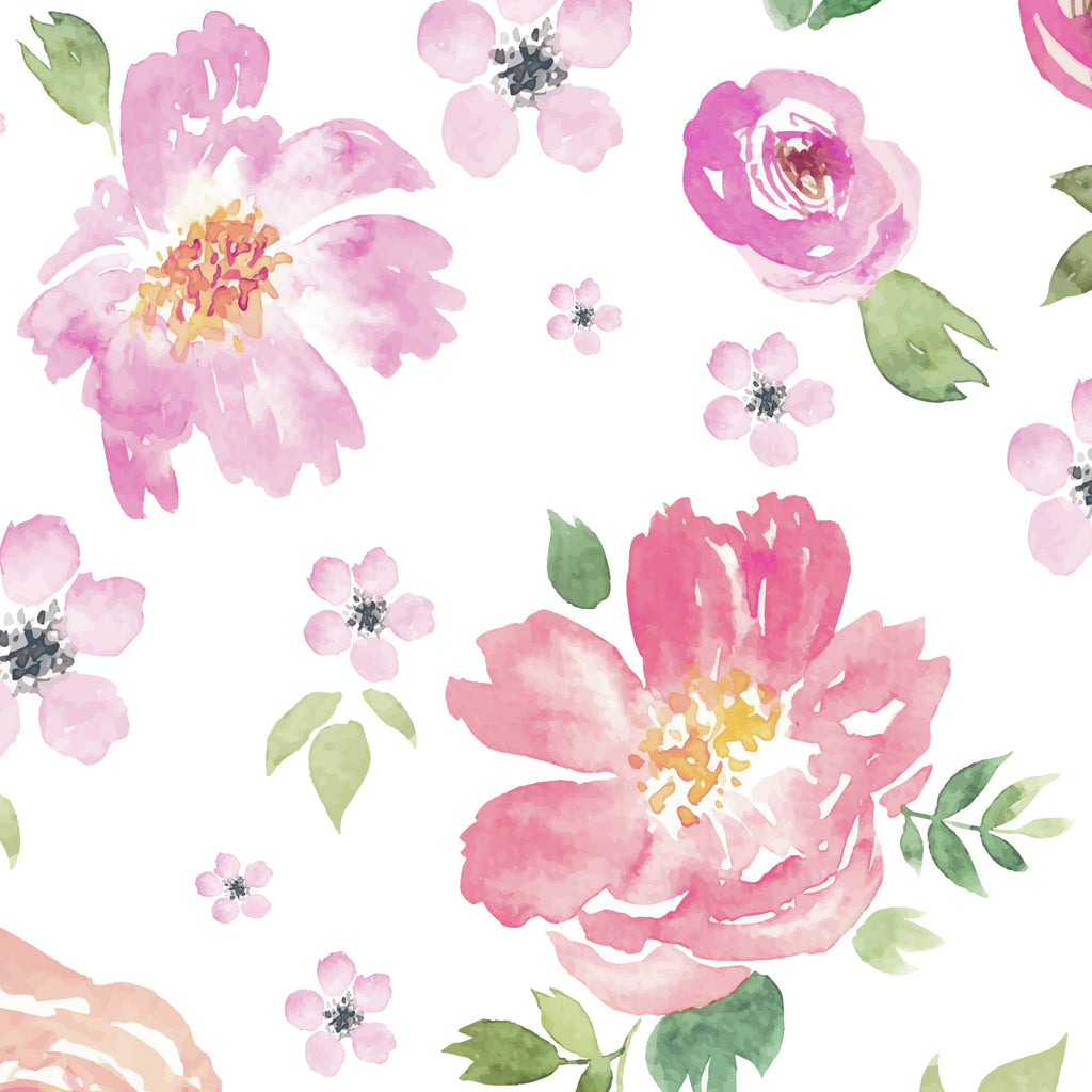 Pink Watercolor Flower Peel and Stick Wall Mural - FL010