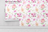 Pink Watercolor Flower Peel and Stick Wallpaper - FL011