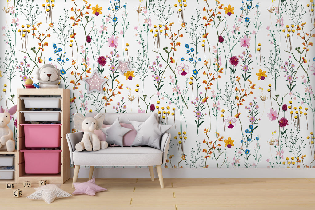 Summer Wild Flowers Peel and Stick Wall Mural -FL013