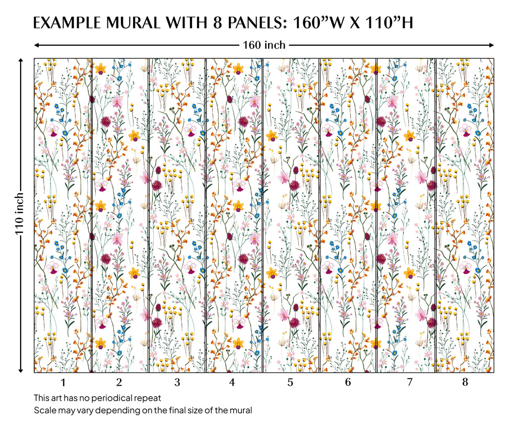 Summer Wild Flowers Peel and Stick Wall Mural -FL013