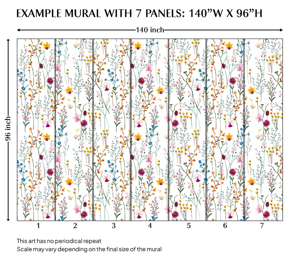 Summer Wild Flowers Peel and Stick Wall Mural -FL013
