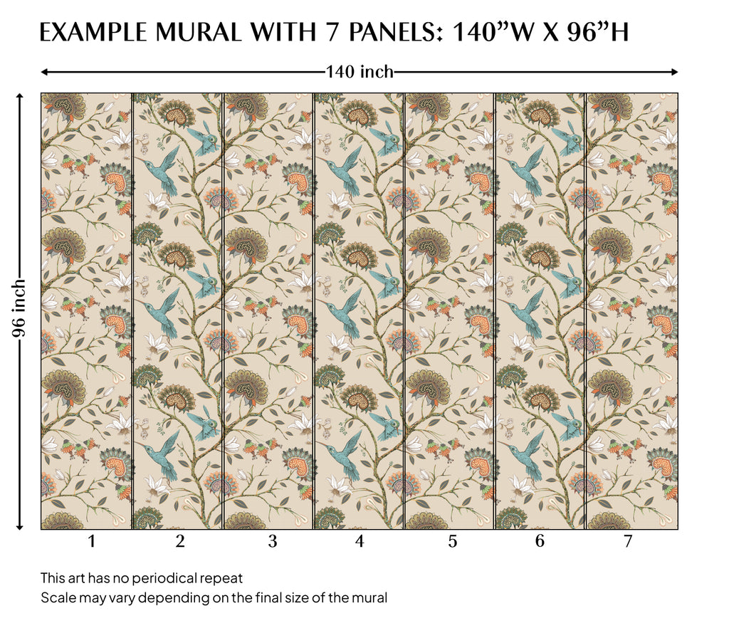 Blue Bird Chinoiserie Peel and Stick Wall Mural - CH014