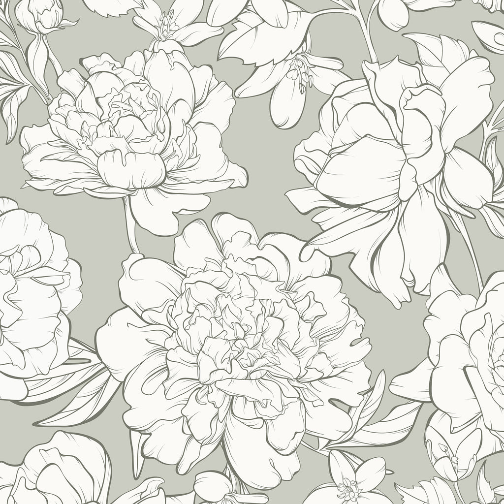 White Flowers Peel and Stick Wall Mural - FL015