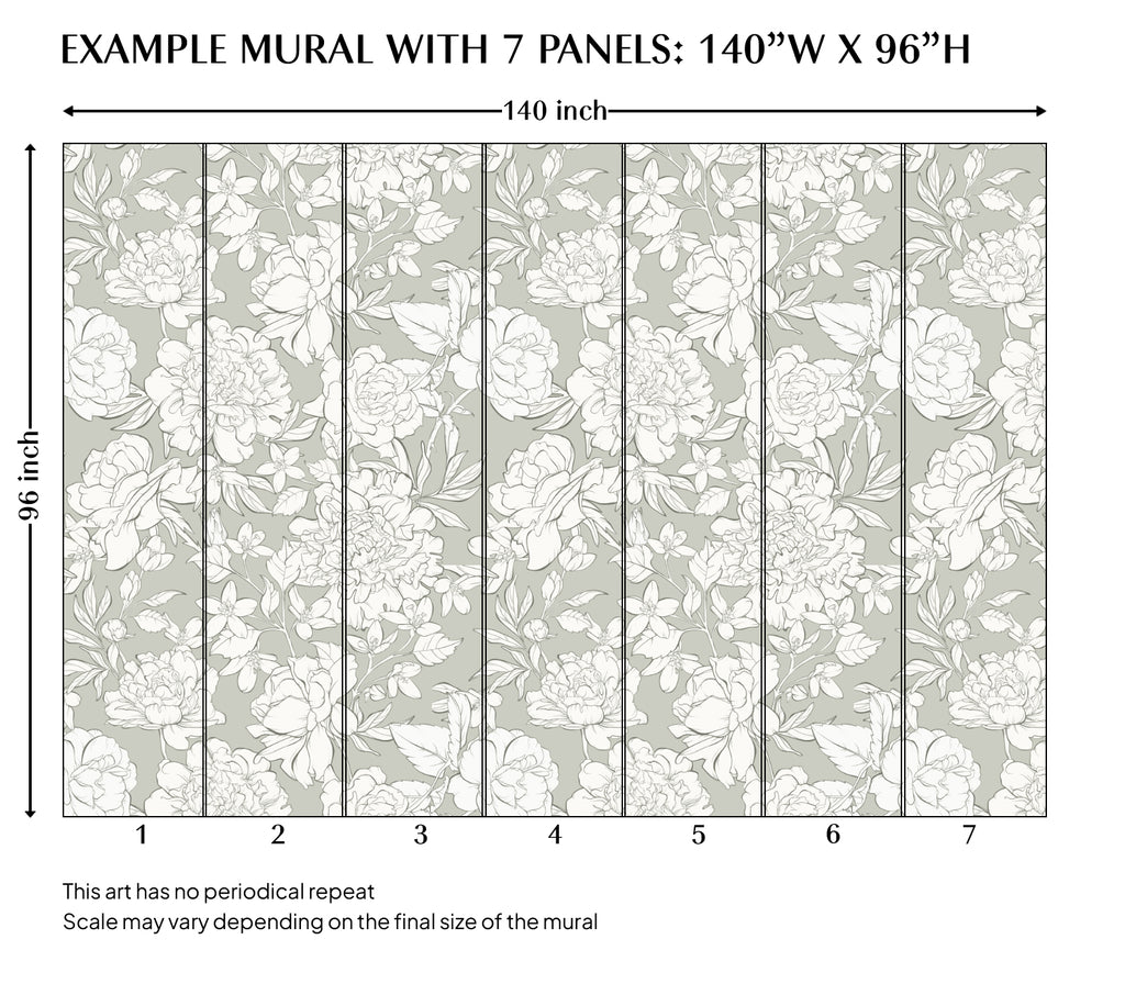 White Flowers Peel and Stick Wall Mural - FL015