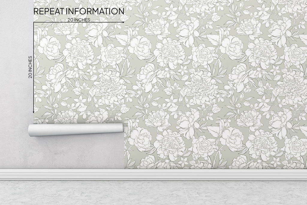 White Flowers Peel and Stick Wallpaper - FL016