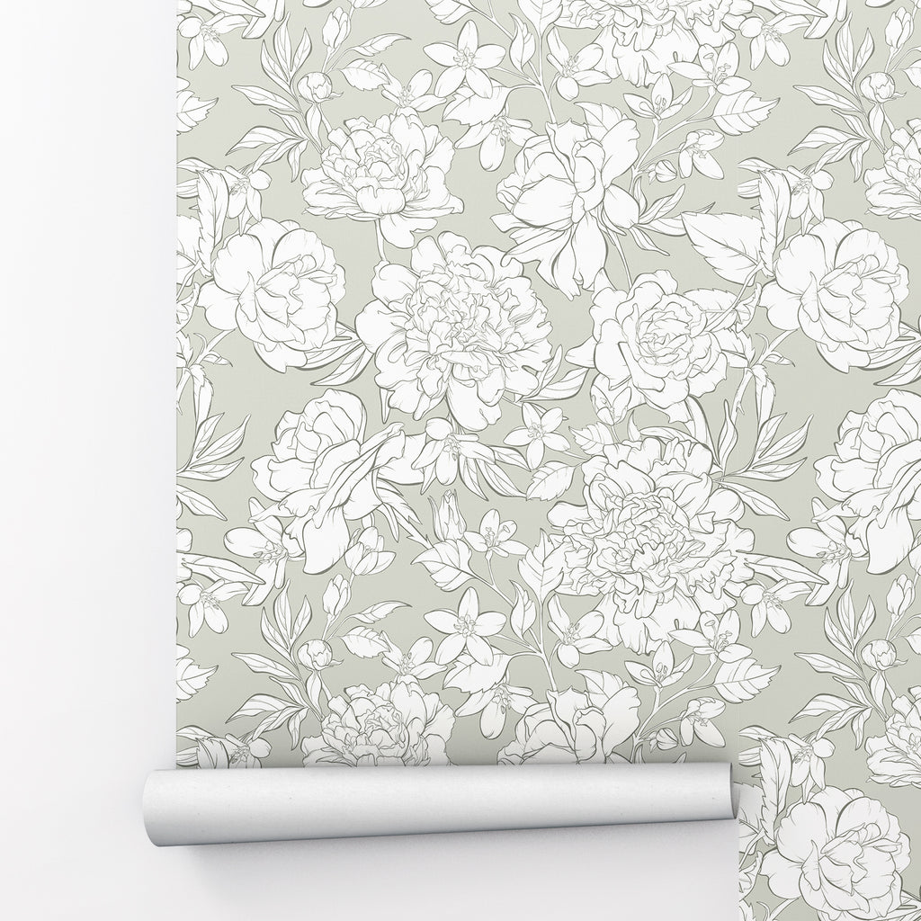 White Flowers Peel and Stick Wallpaper - FL016