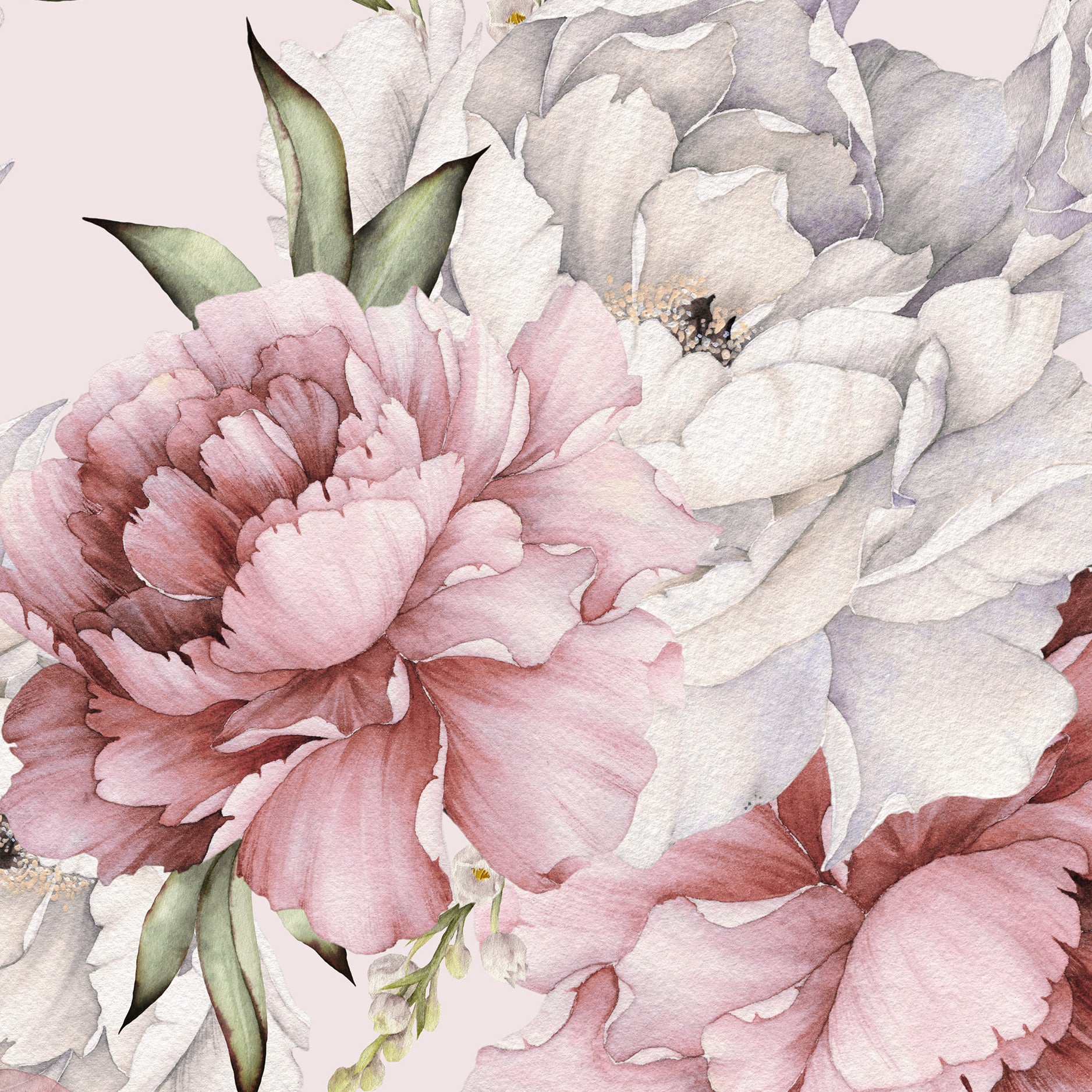 Pink Peony Peel and Stick Wall Mural - FL017