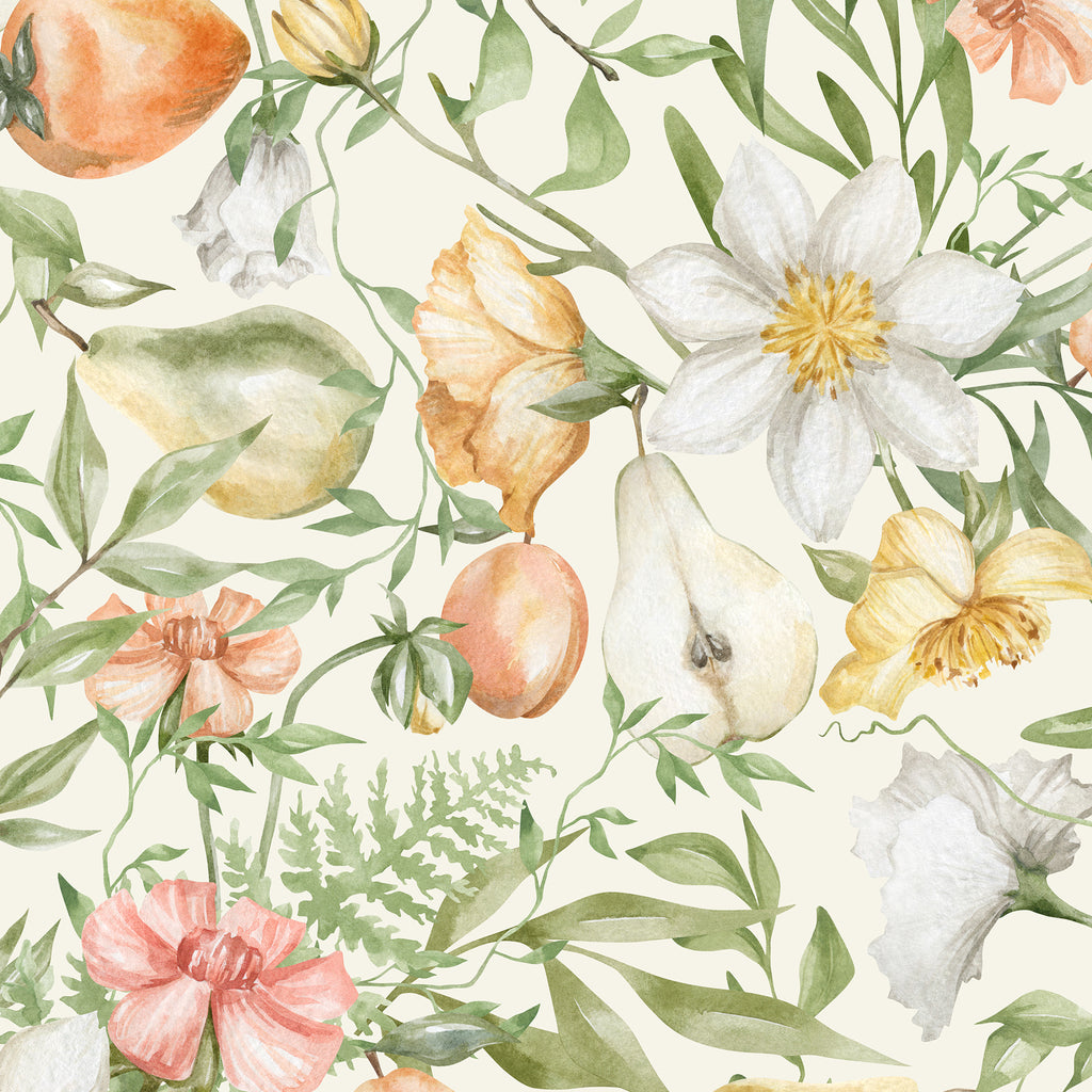 Watercolor Floral Garden Peel and Stick Wall Mural - FL018