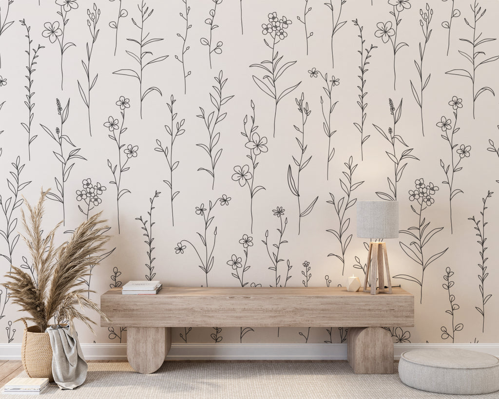 Minimal Floral Peel and Stick Wall Mural - FL020