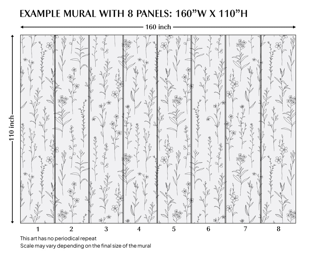 Minimal Floral Peel and Stick Wall Mural - FL020