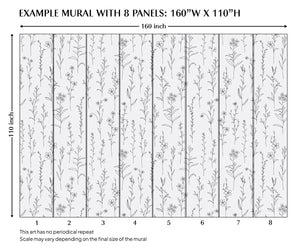 Minimal Floral Peel and Stick Wall Mural - FL020