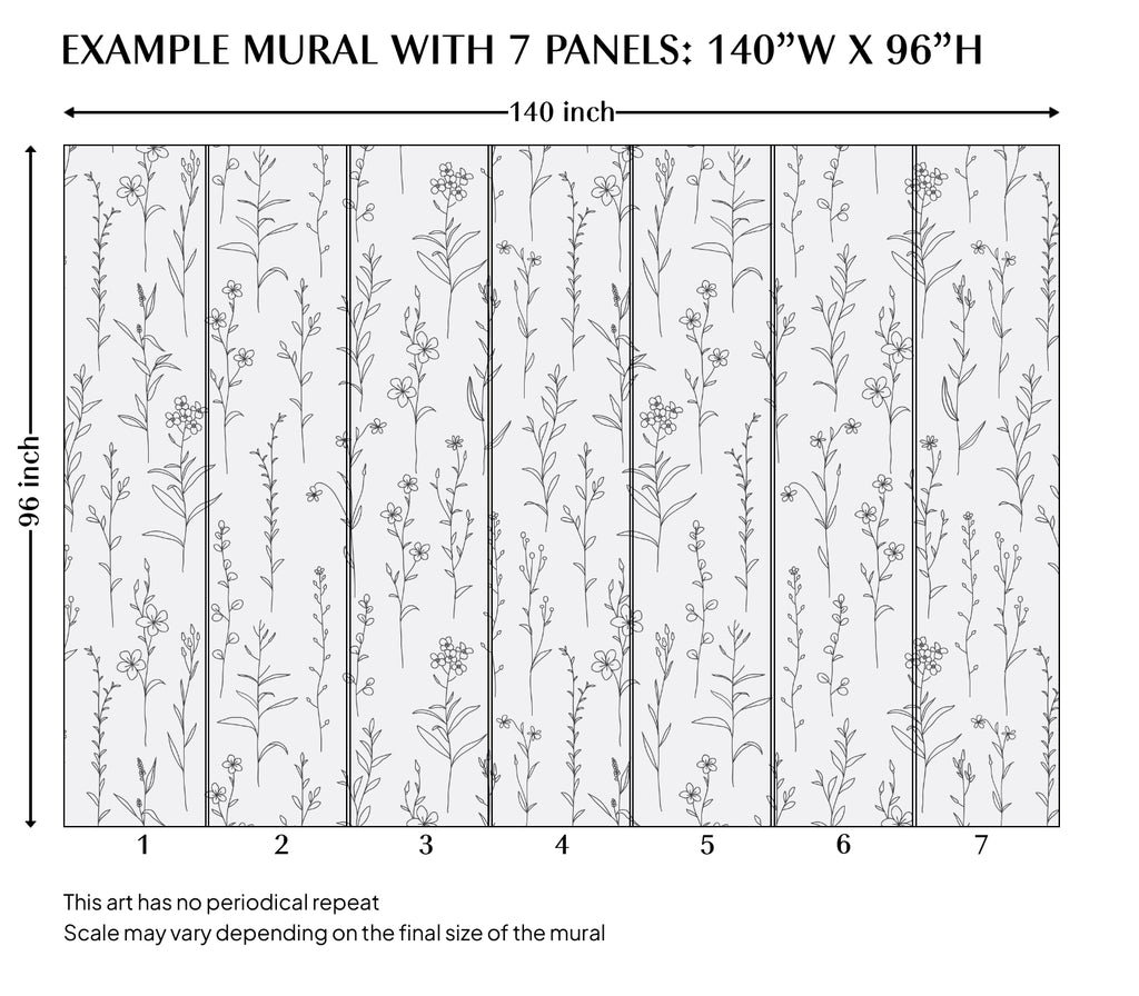 Minimal Floral Peel and Stick Wall Mural - FL020