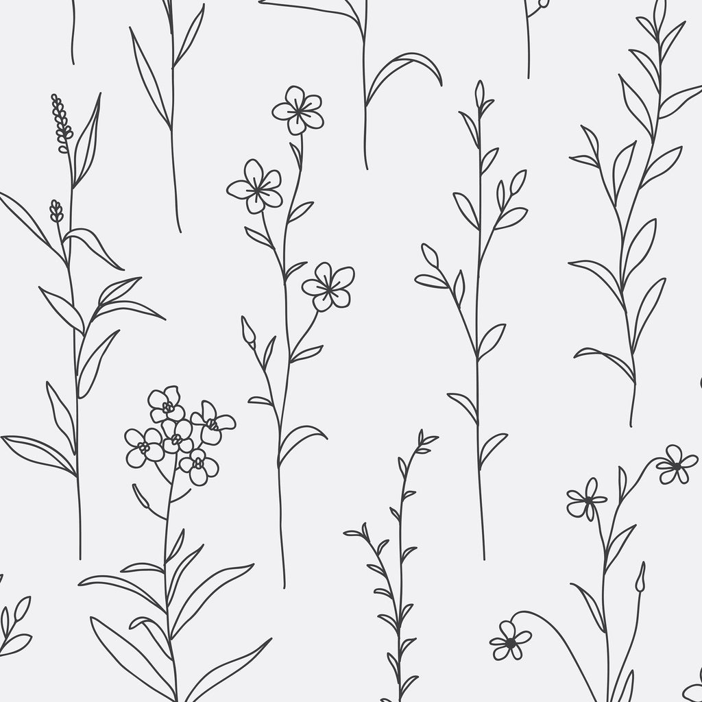 Minimal Floral Peel and Stick Wall Mural - FL020