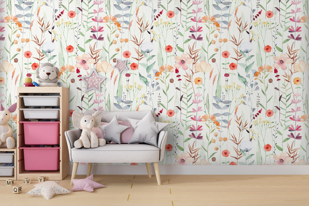 Watercolor Wildfloral Peel and Stick Wall Mural - FL021