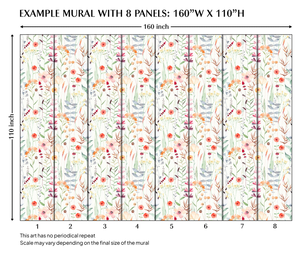 Watercolor Wildfloral Peel and Stick Wall Mural - FL021